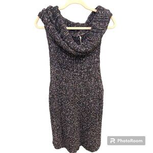Free People Sweater Dress Linen Cotton Blend Size Large Gray EUC M0394